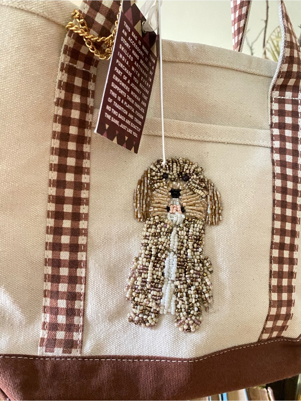 Viral Beaded Canvas Tote Bag W- Pouch - Picture 4 of 6